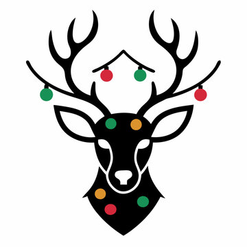 recommend clip art: christmas lights in christmas deer logo outline vector illustration