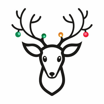 recommend clip art: christmas lights in christmas deer logo outline vector illustration