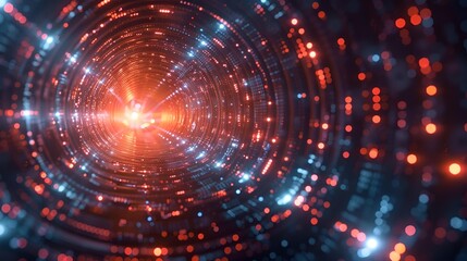 Obraz premium a red and blue light in a tunnel.