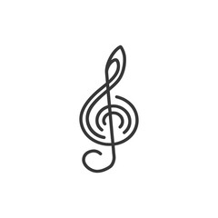 A Black and White Line Art Treble Clef