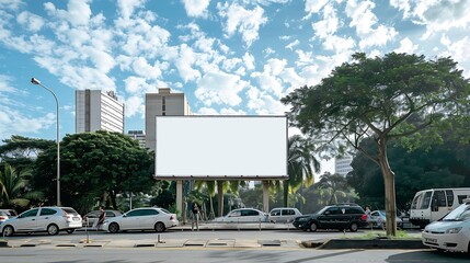 Obraz premium Blank billboard mockup ready for new ad in Brazil : Generative AI