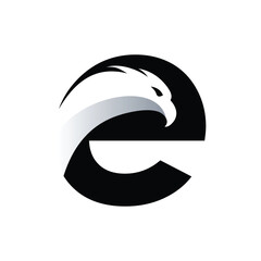 letter E eagle logo design template vector