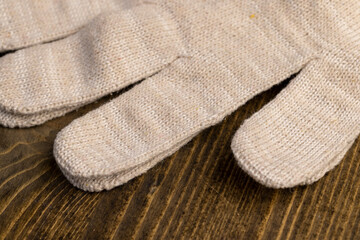 white gloves for construction work are on the table