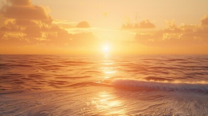 A beautiful golden sunset over the ocean Peach Nature Background : Generative AI