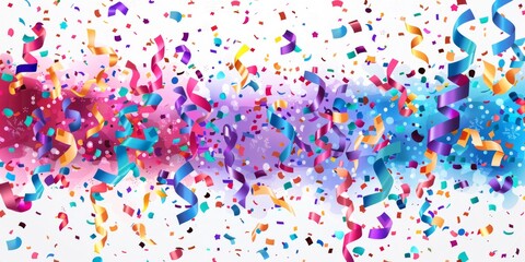 Colorful Confetti Burst and Enchanting Graphic Elements Isolated on White for Festive Celebrations and Party Invitations
