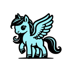 Cute cartoon character magic unicorn vector flat design