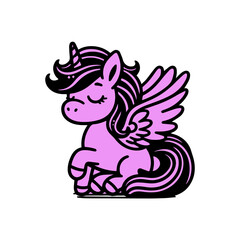 Cute cartoon character magic unicorn vector flat design