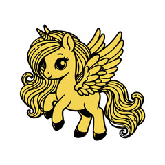 Cute cartoon character magic unicorn vector flat design