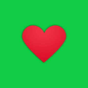 Simple like or favorite icon animation on green screen background.