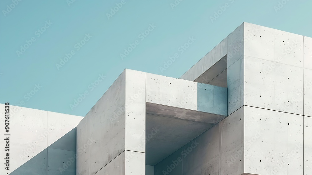 Aufkleber Geometric architecture detail modern concrete structure building abstract concrete architecture background building concrete balcony construction middle east Minimal architecture moder : Generative AI