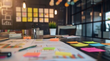 Fototapeta premium Great idea of a marketing strategy plan at a creative office business concepts : Generative AI