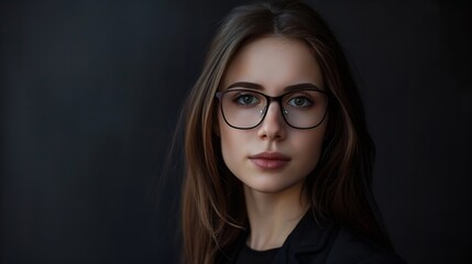 Fototapeta premium Portrait of young businesswoman wearing glasses : Generative AI