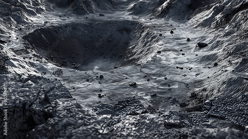Aufkleber Appearance of the ground surface with abstract patterns and shapes Soil around the crater For background : Generative AI