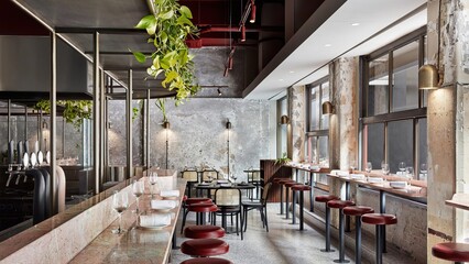 design interior of a restaurant modern with generative ai