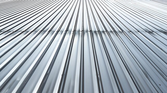 Corrugated metal walls of industrial building Pitched roof Abstract modern architecture in minimal style Material geometric pattern with triangles polygons angular structure and parall : Generative AI