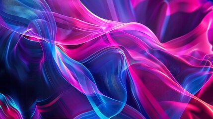 Obraz premium Neon illuminated dynamic sheets wallpaper Abstract business background : Generative AI
