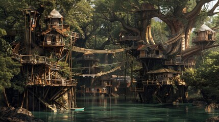 Fantasy Mangrove treehouse village