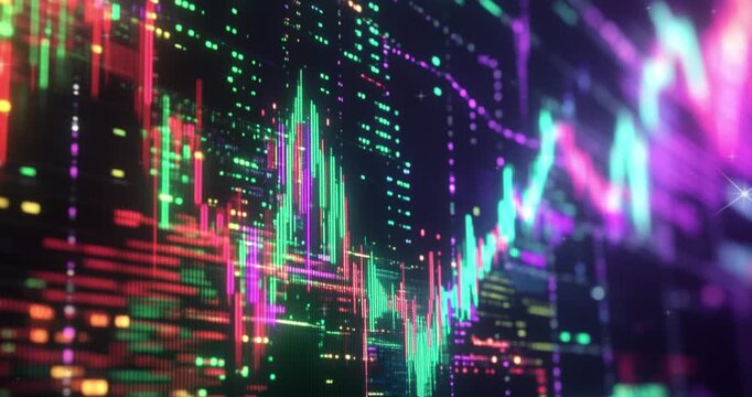 a modern web chart of the S&P 500 dark with green lines, faded background of the NYSE floor 3840 x 2160 pixels 4k