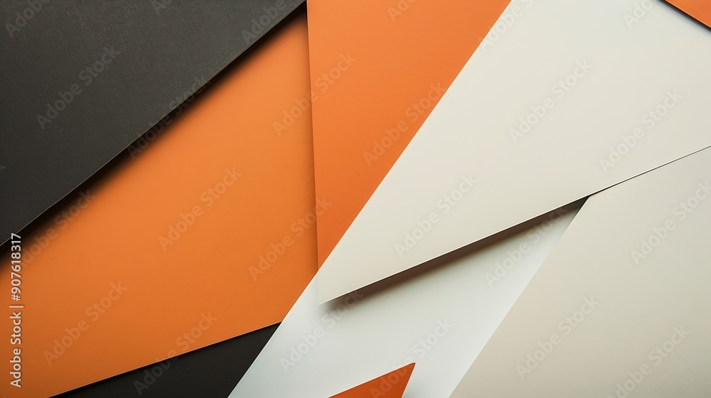 Poster creative abstract paper background orange white brown black colors paper solid colors geometric line
