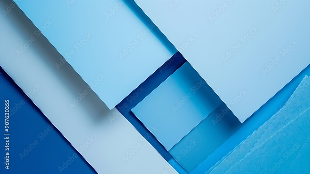 Poster Abstract modern background with blue colors Minimal contemporary design Colorful paper color blocks mock up Trendy color block design Textured geometric background may use as backgroun : Generative AI