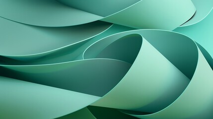 Colored paper curved green 3d abstract background : Generative AI