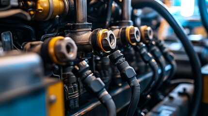 Diesel fuel injection nozzle of an industrial truck engine Content related to a repair factory station for service and maintenance