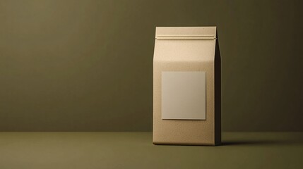Sustainable Paper Coffee Bean Bag with Blank Label on Solid Background