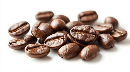 Naklejka premium Captivating Macro Photography of Arabica Coffee Bean on a White Background