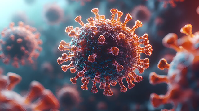 Corona Virus Under a Microscope in the Blood.  Abstract Background of the Virus.