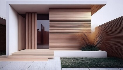 Fototapeta premium Architektur Ansicht Modernes Haus Holz Beton Villa
