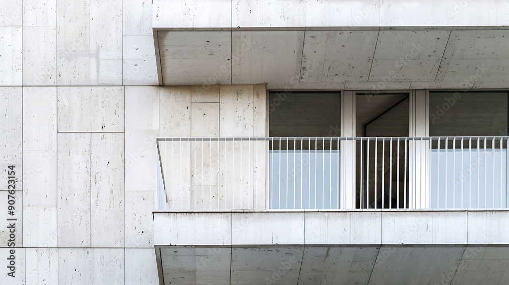 Aufkleber Geometric architecture detail modern concrete structure building abstract concrete architecture background building concrete balcony construction middle east Minimal architecture moder : Generative AI