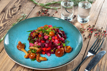 Ukrainian cuisine salad vinaigrette in a plate