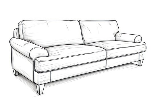recommend clip art: Sofa outline sketch furniture drawing white background.