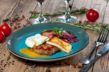 a plate with fried meat and cheese