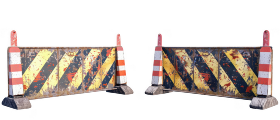 Industrial Barricades cut out transparent isolated on white background PNG