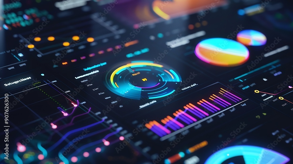 Poster dashboard indicator chart data statistic investment graph management analyze diagram touching at dashboard data management to manage data bar and graph show above that smart phone : Generative AI