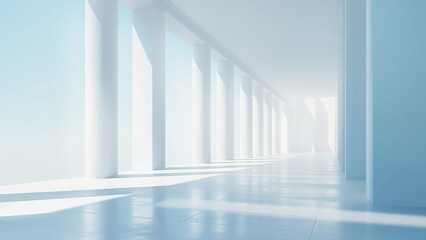 Abstract background of a corridor with white columns	