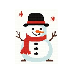 Obraz premium Cross stitch snowman winter craft white.
