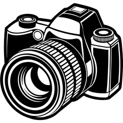 DSLR camera with a lens art vector illustration