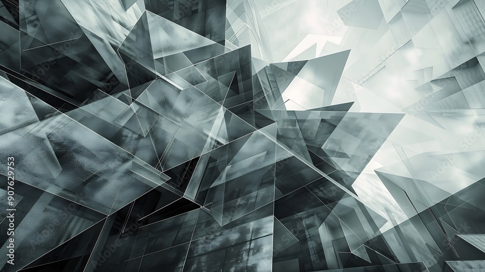 Leinwandbilder abstract geometric background with triangles and buildings cells : generative ai