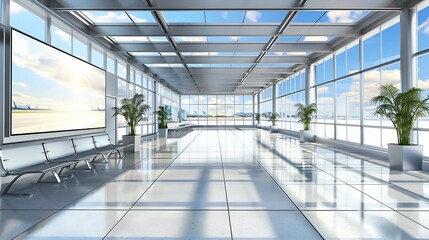 blank advertising billboard at terminal of airport : Generative AI