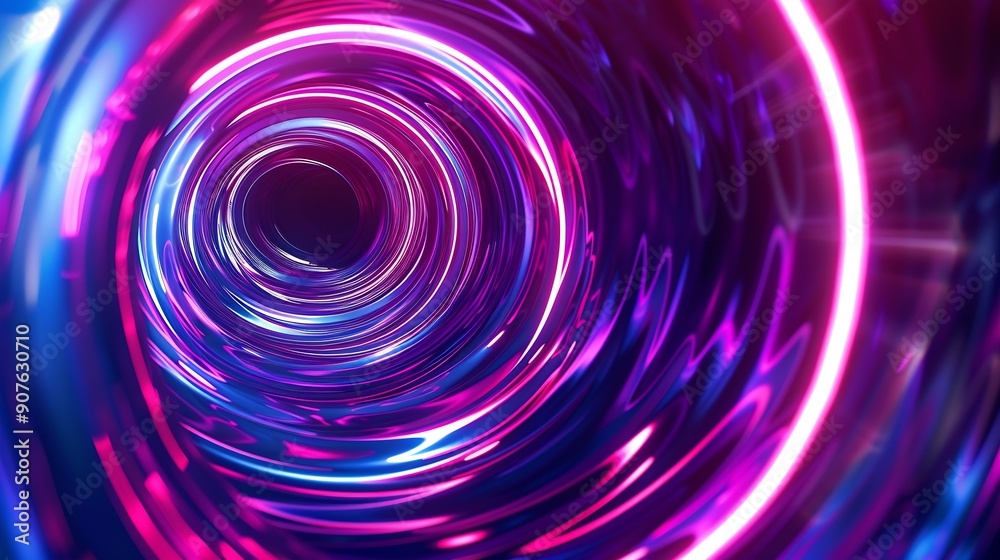 Poster Colorful swirl elements with neon led illumination Abstract futuristic background : Generative AI