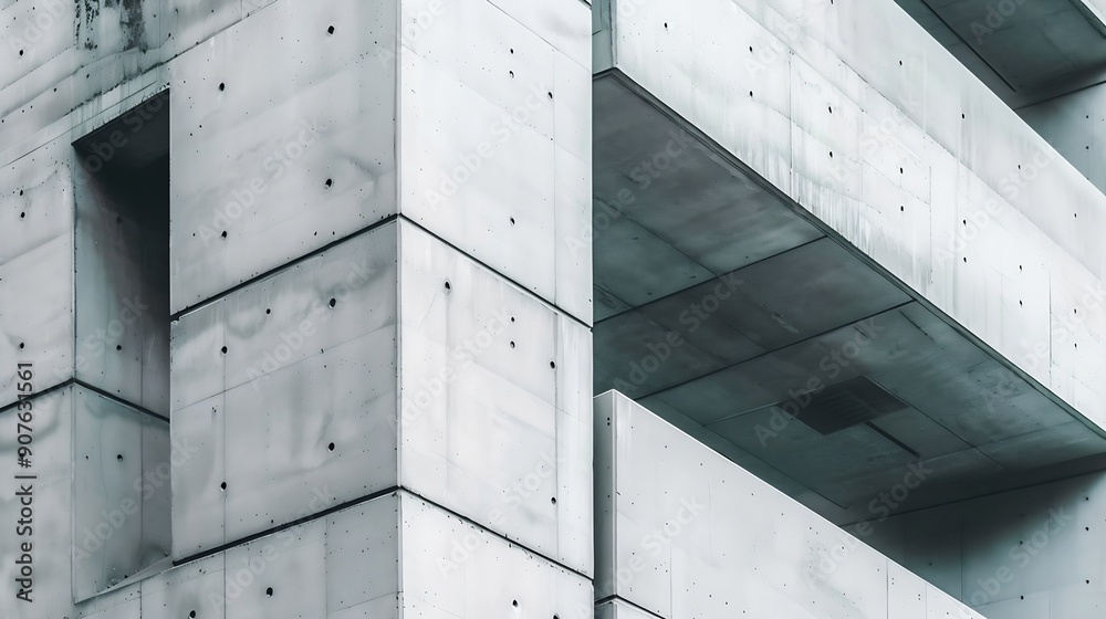 Aufkleber Geometric architecture detail modern concrete structure building abstract concrete architecture background building concrete balcony construction middle east Minimal architecture moder : Generative AI