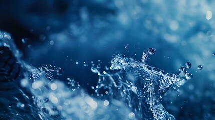 abstract water splash on blue background : Generative AI