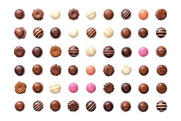 Assorted Chocolate Candy Collection cut out transparent isolated on white background PNG