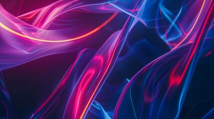 Fototapeta premium Neon illuminated dynamic sheets wallpaper Abstract business background : Generative AI