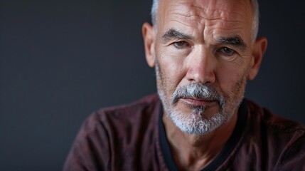 Obraz premium Middle age hoary senior man over isolated background with serious expression on face Simple and natural looking at the camera : Generative AI