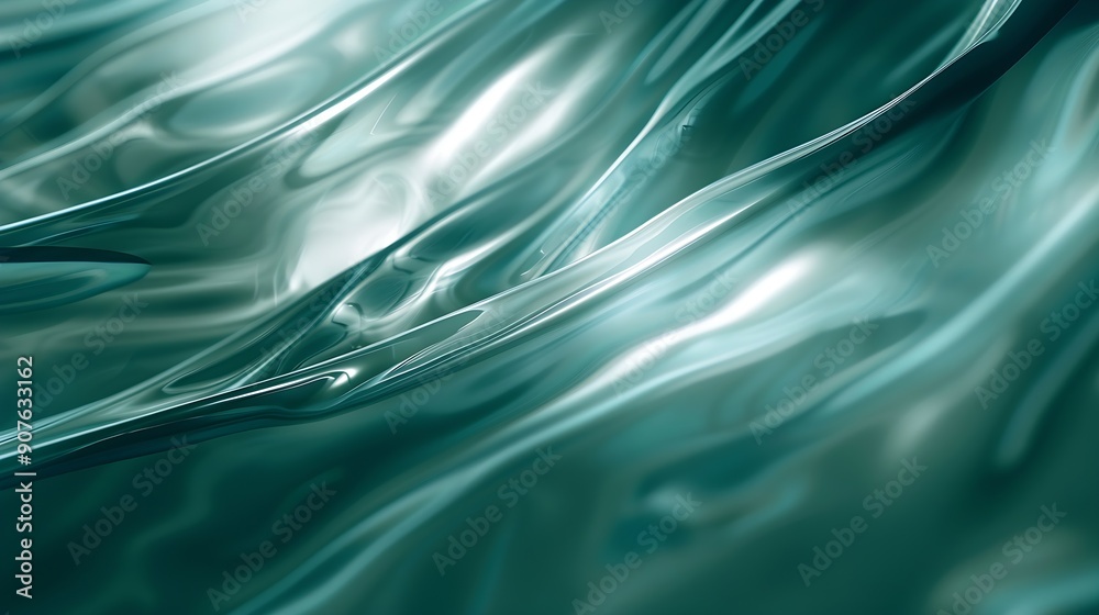 Aufkleber abstract fluid elements with led teal illumination corporate gradient background : generative ai