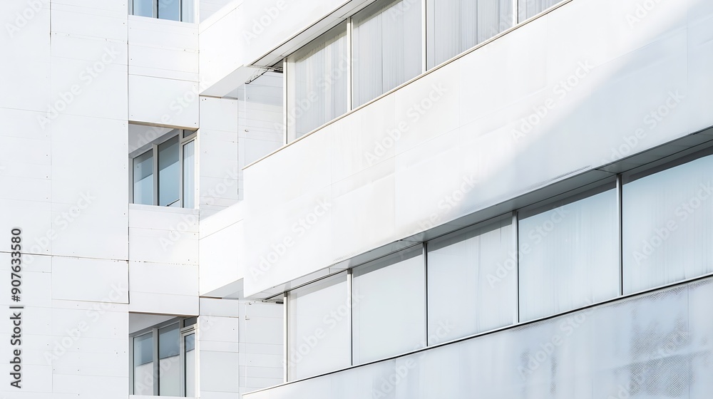 Poster white building exterior minimal geometric architecture minimalist abstract wall : generative ai
