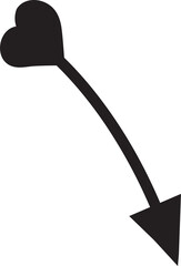 Curved and Doodle Arrow with Heart Shaped Tail Symbol